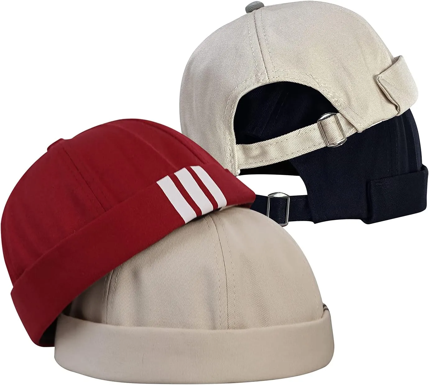 CLAPE Beanie Docker Cap Mens Brimless Hats Sailor Fisherman No Visor Cap Rolled Cuff Harbour Hat Casual Skull Caps