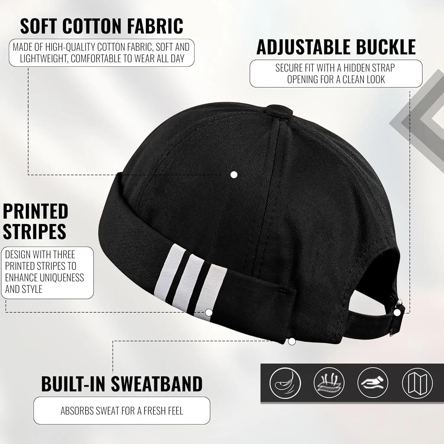 CLAPE Beanie Docker Cap Mens Brimless Hats Sailor Fisherman No Visor Cap Rolled Cuff Harbour Hat Casual Skull Caps