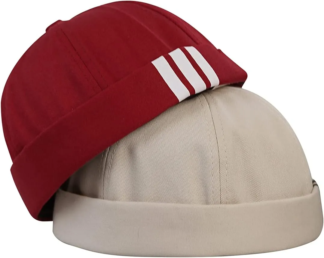CLAPE Beanie Docker Cap Mens Brimless Hats Sailor Fisherman No Visor Cap Rolled Cuff Harbour Hat Casual Skull Caps