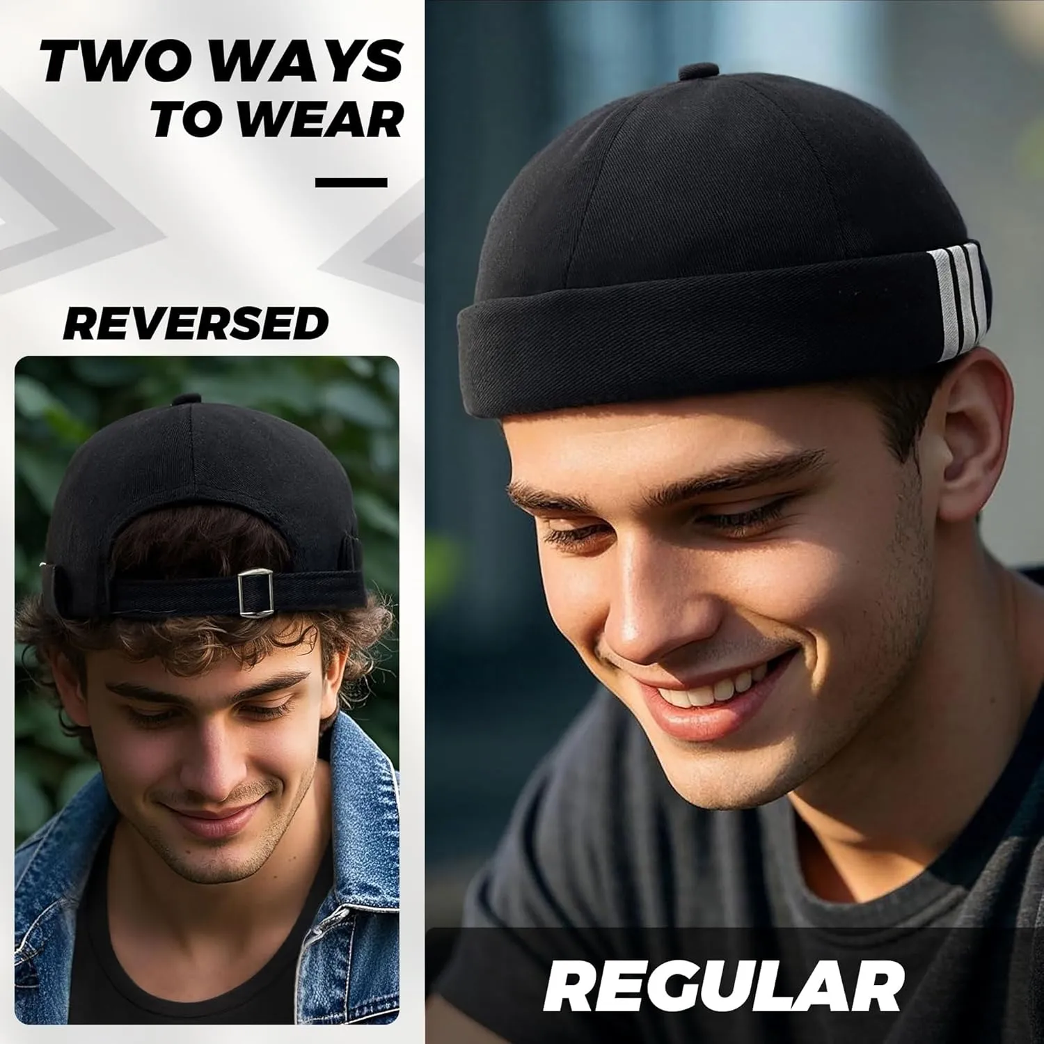 CLAPE Beanie Docker Cap Mens Brimless Hats Sailor Fisherman No Visor Cap Rolled Cuff Harbour Hat Casual Skull Caps