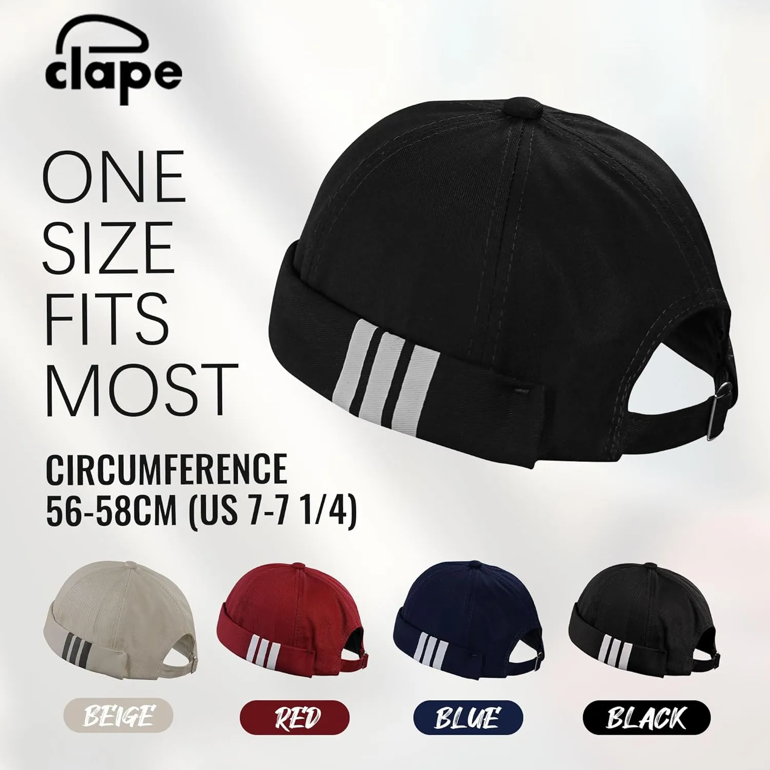 CLAPE Beanie Docker Cap Mens Brimless Hats Sailor Fisherman No Visor Cap Rolled Cuff Harbour Hat Casual Skull Caps