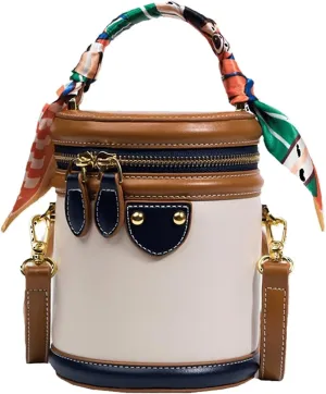 Colorblock Bucket Bag For Women, 2025 New Summer Niche Design Cylinder Bag, Fashionable Crossbody Bag for Girls