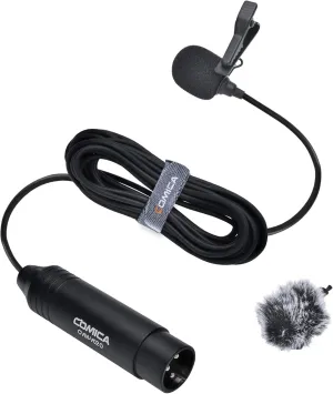 COMICA XLR Lavalier Condenser Microphone,CVM-V02O Omnidirectional Lapel Lavalier Microphone,Clip on Mic Interview Kit for Recorder Mixer camcorders Zoom H4n H5 H6 Tascam DR 40 DR100 (5.9f,1 Pack)