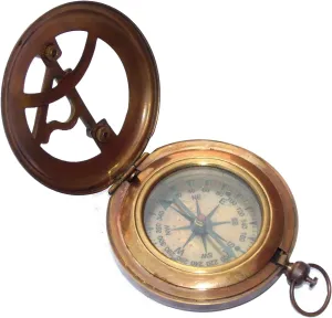 Compass Nautical Brass Sundial Push Button Compass Handmade Marine Pocket Compass Décor Hiking Adventure Survival Tool Antique Collectible Compass Gift by THEMEDIEVALMARTCITY