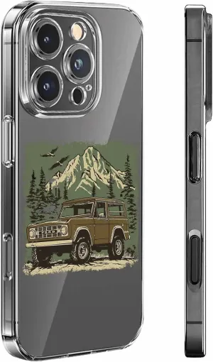 Compatible with iPhone 13 Pro Max Case 6.7 inch, Retro Buggy Green Moutain Forest Western Retro Clear Phone Case Ultra Slim Thin Anti-Scratch Transparent Phone Cover Shockproof Protective TPU Cover