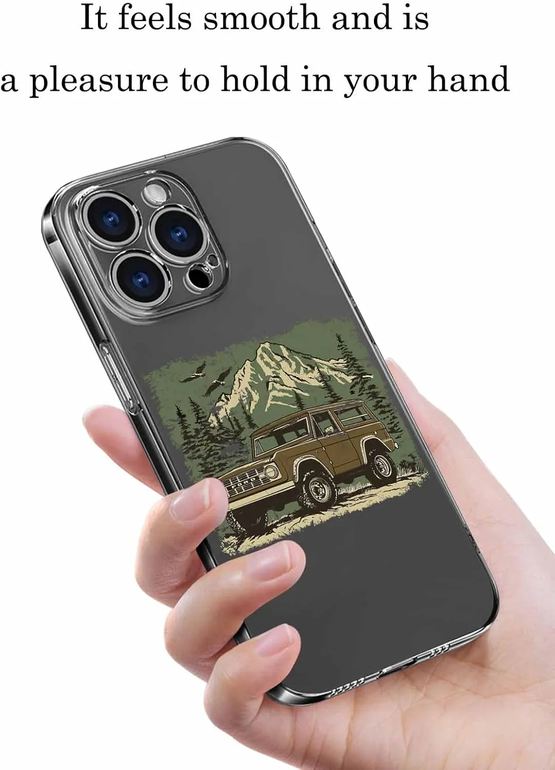 Compatible with iPhone 13 Pro Max Case 6.7 inch, Retro Buggy Green Moutain Forest Western Retro Clear Phone Case Ultra Slim Thin Anti-Scratch Transparent Phone Cover Shockproof Protective TPU Cover