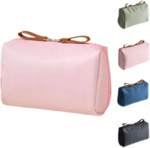 Convergei Makeup Bag, Convergei Travel Makeup Pouch for Women, Portable Mini Waterproof Travel Makeup Pouch, Large Capacity Multifunctional Use Solid Color (Pink)
