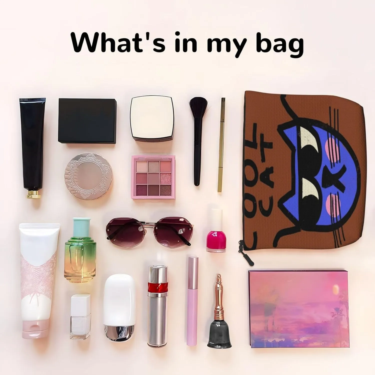 Cool Cat Series Makeup Bag Birthday Gift Mother'S Day Gifts Are The Internal Capacity Is Large Light And Cute Suitable For Daily Life Travel Etc