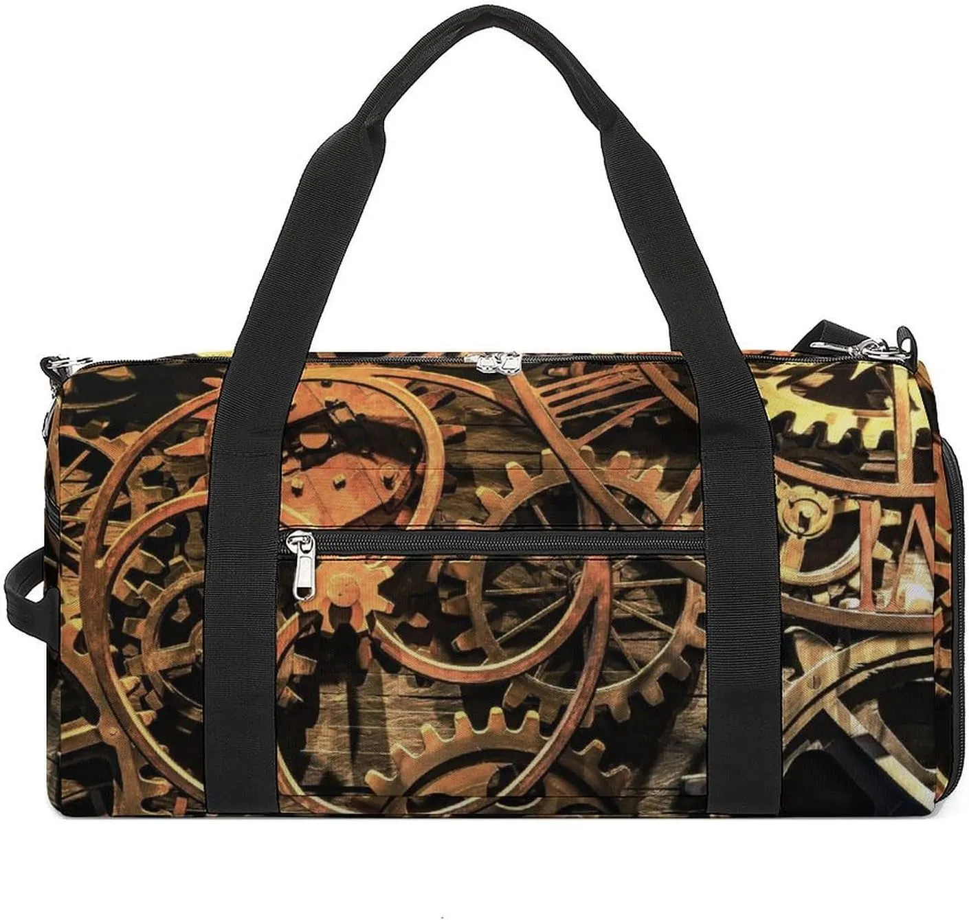 Cool Steampunk Gears Travel Duffel Bag Sport Gym Tote Bag Lightweight with Shoes Compartment for Men Women