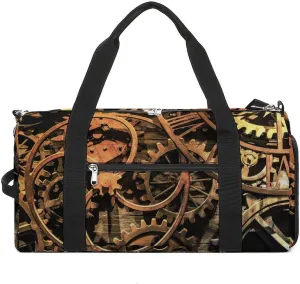 Cool Steampunk Gears Travel Duffel Bag Sport Gym Tote Bag Lightweight with Shoes Compartment for Men Women
