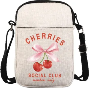Coquette Cherry Crossbody Purse Bag Girlie Gift Soft Girl Gift Pink Bow Gift Cherries Social Club Members Only Carry-on Bag