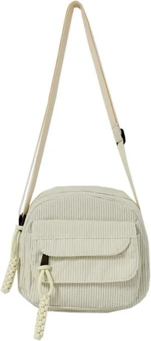 Corduroy Crossbody Bag Corduroy Tote Bag Casual Shoulder Handbags Crossbody Purse with Zipper Pocket for Women Girls