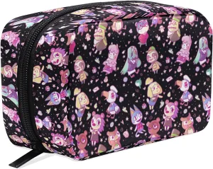 Cosmetic Bag Portable and Suitable for Travel Animal Crossing Pattern Makeup bag with Zipper Pencil Bag Pouch Wallet