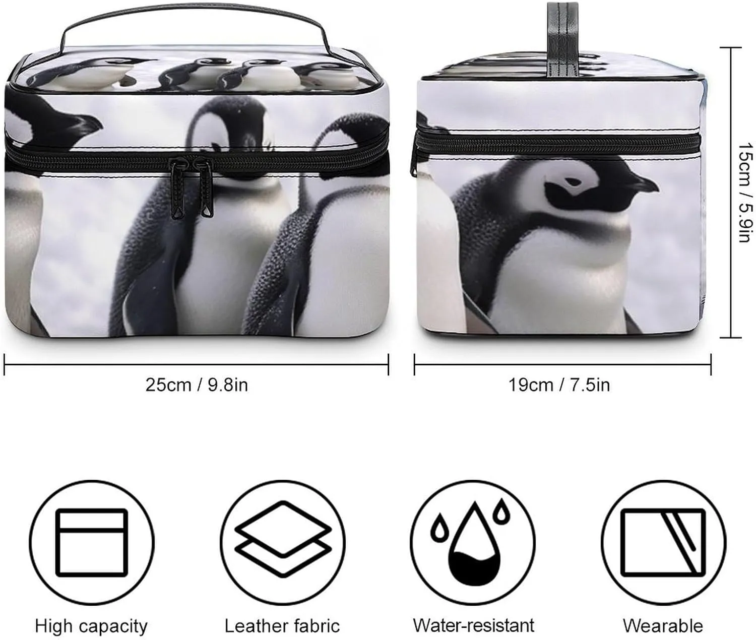 Cosmetic Bag Portable Animals And Snowfield Toiletry Bag Large Capacity Travel Makeup Bag Beauty Makeup Organizer for Full-Sized Shampoo Conditioner Brushes Set Makeup Accessories