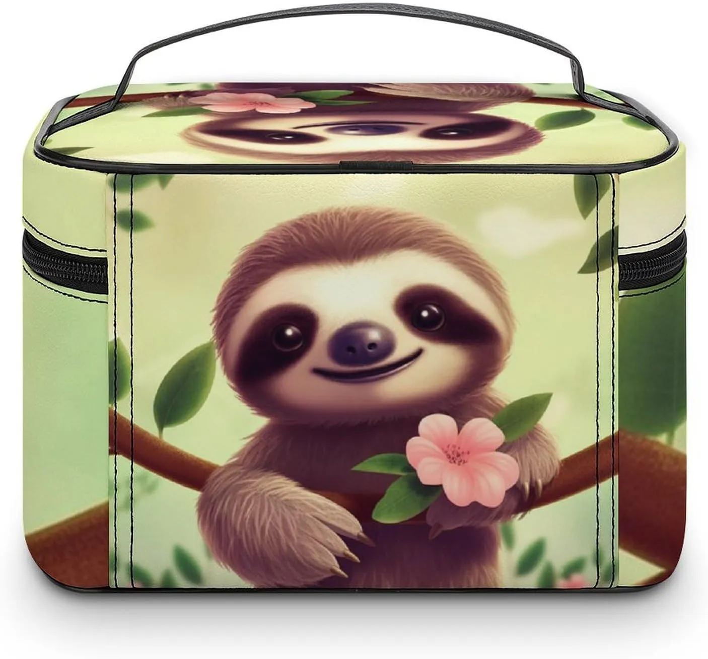 Cosmetic Bag Portable Cute Sloth Toiletry Bag Large Capacity Travel Makeup Bag Beauty Makeup Organizer for Full-Sized Shampoo Conditioner Brushes Set Makeup Accessories
