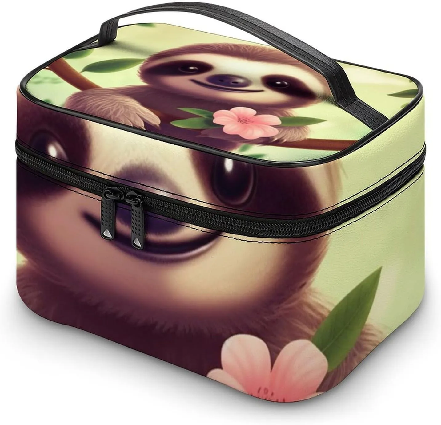 Cosmetic Bag Portable Cute Sloth Toiletry Bag Large Capacity Travel Makeup Bag Beauty Makeup Organizer for Full-Sized Shampoo Conditioner Brushes Set Makeup Accessories
