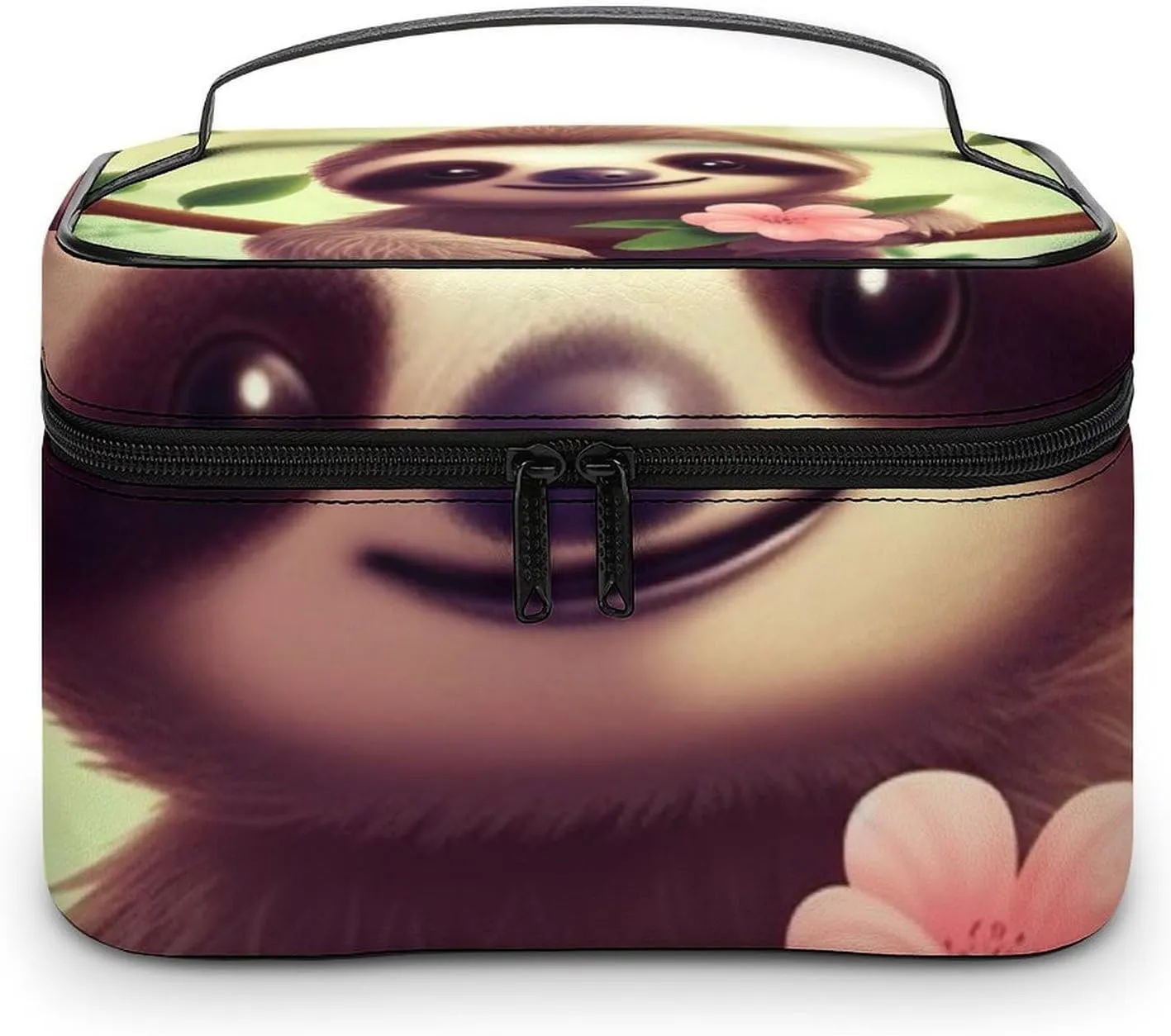Cosmetic Bag Portable Cute Sloth Toiletry Bag Large Capacity Travel Makeup Bag Beauty Makeup Organizer for Full-Sized Shampoo Conditioner Brushes Set Makeup Accessories