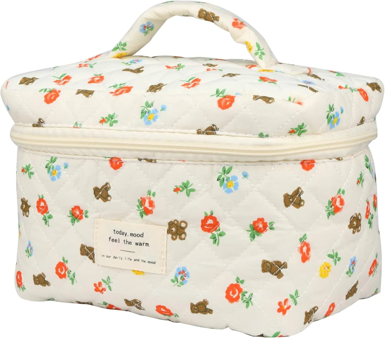 Cosmetic Bags for Women, Cute Floral Makeup Bag, Organizer Storage Make Up Bag, Travel Toiletry Bags, Handbags Purses (Bear/Big)
