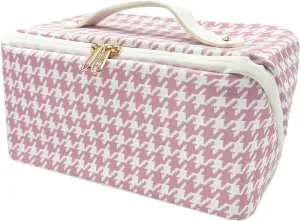 Cosmetic Bags Travel Makeup Bag for Women, Large Wide-open Waterproof Portable PU Leather Makeup Organizer Storage Toiletry Bag