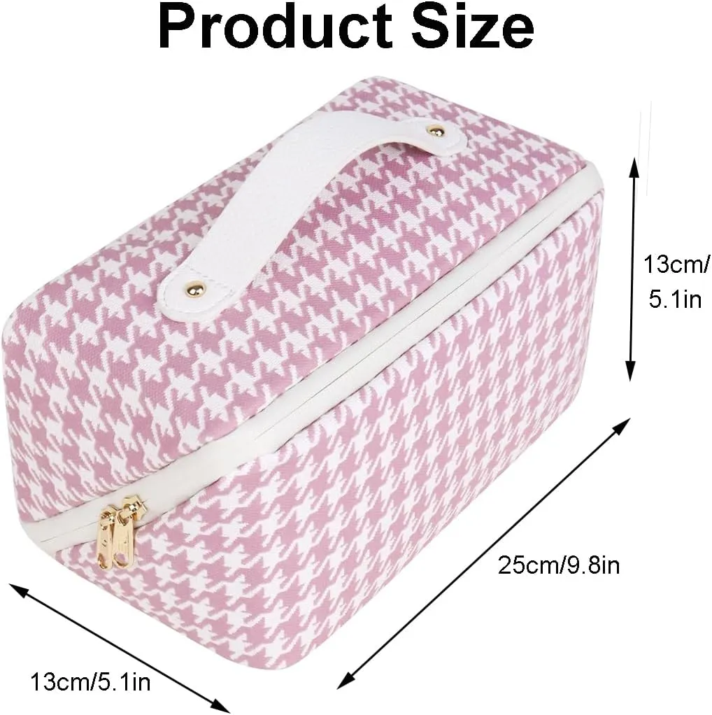 Cosmetic Bags Travel Makeup Bag for Women, Large Wide-open Waterproof Portable PU Leather Makeup Organizer Storage Toiletry Bag