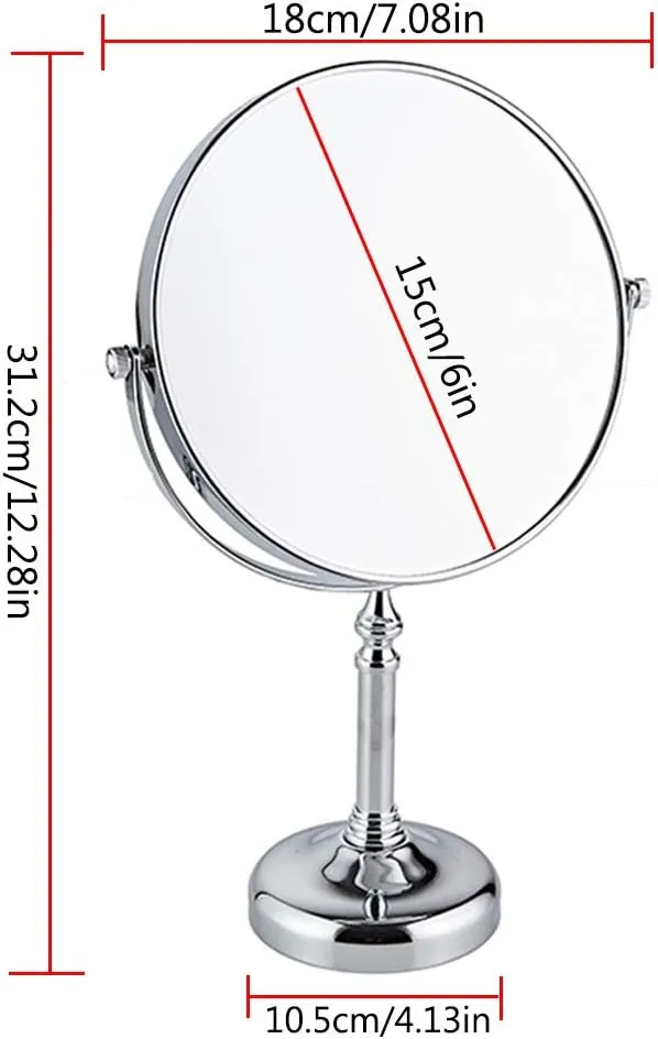 Cosmetic Mirror 6in/8in Makeup Mirror 3X Amplification Chrome 360° Rotatable Double-Sided Table for Beauty Makeup,1,6in (3 6in)