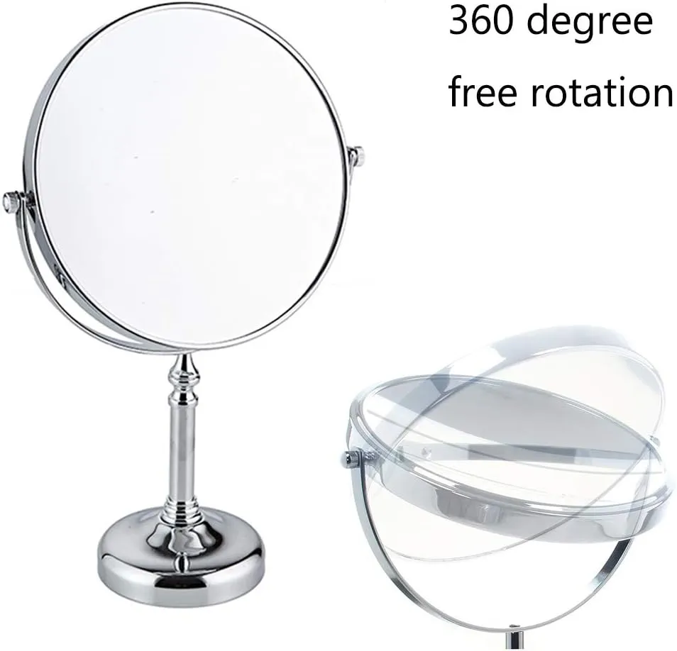 Cosmetic Mirror 6in/8in Makeup Mirror 3X Amplification Chrome 360° Rotatable Double-Sided Table for Beauty Makeup,1,6in (3 6in)