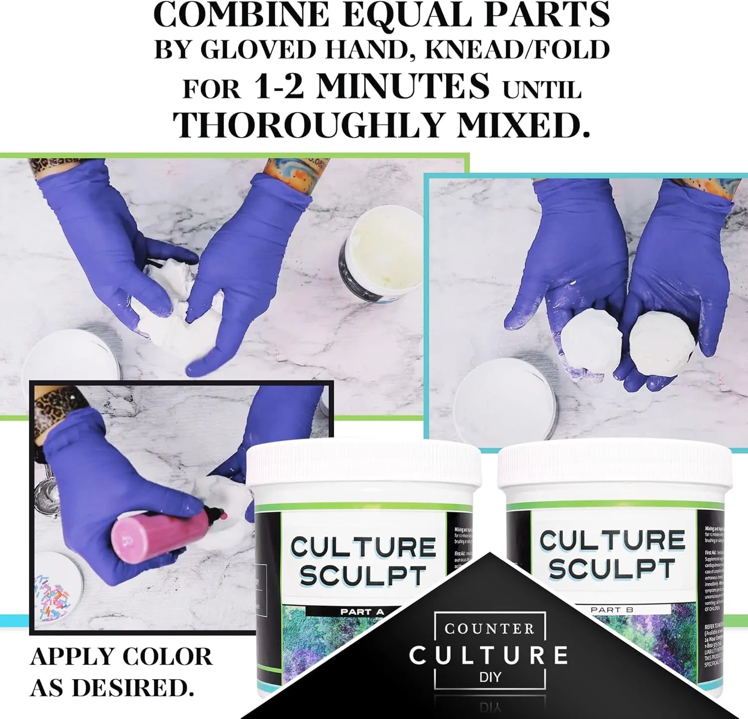 Counter Culture DIY Culture Sculpt 2 Part Modeling Compound, 16 oz Total, VOC Free Artist Clay for Crafting, No Baking Required