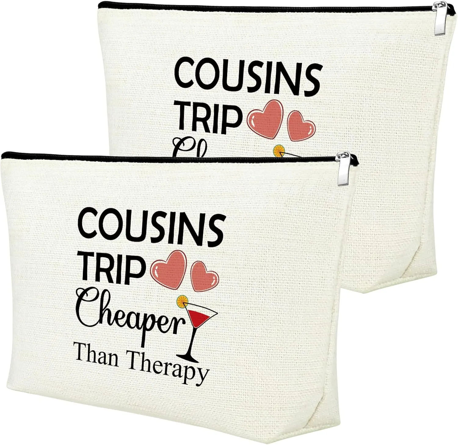 Cousin Makeup Bags for Women 2 Pieces Cousins Trip Gifts Bags Bulk Inspirational Gift for Cousin Gifts from Cousins Funny Gifts for Cousin Cosmetic Bag Female Friendship Weekend Gifts Birthday Gift