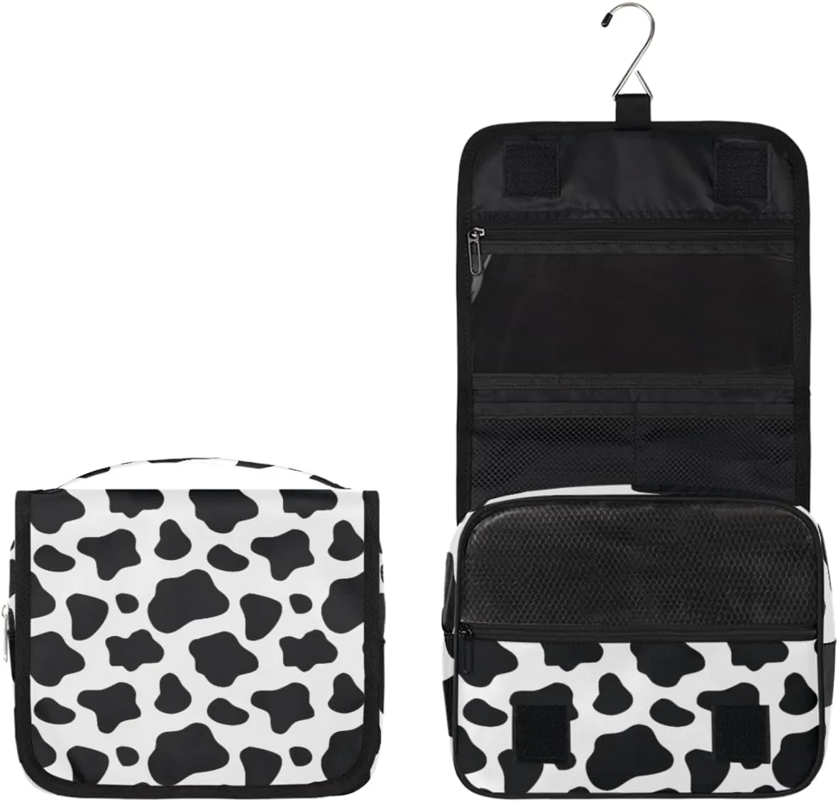 Cow Hanging Toiletry Bag Animal Cow Printed Travel Makeup Bag Portable Large Waterproof Cosmetic Bag Organizer for Make up Accessories Shampoo Body Cream Brushes Set