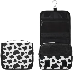 Cow Hanging Toiletry Bag Animal Cow Printed Travel Makeup Bag Portable Large Waterproof Cosmetic Bag Organizer for Make up Accessories Shampoo Body Cream Brushes Set