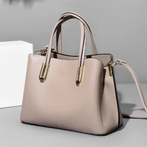 creamtopmall Cute Khaki Solid Color Minimalist Simple Luxury Vegan Leather Large Capacity Handheld Handbag for Women, Shoulder Bag, Crossbody Bag