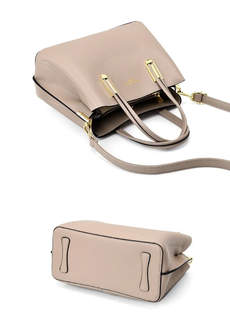 creamtopmall Cute Khaki Solid Color Minimalist Simple Luxury Vegan Leather Large Capacity Handheld Handbag for Women, Shoulder Bag, Crossbody Bag