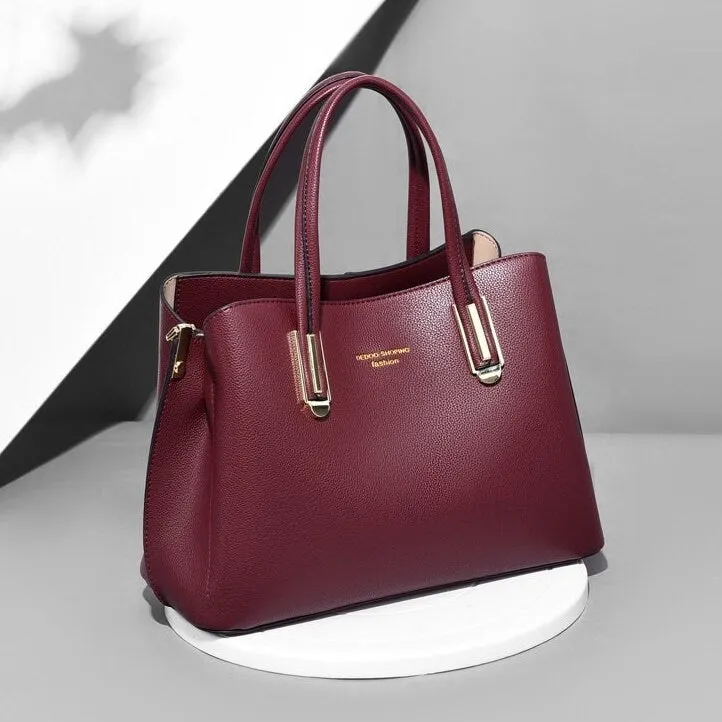creamtopmall Cute Khaki Solid Color Minimalist Simple Luxury Vegan Leather Large Capacity Handheld Handbag for Women, Shoulder Bag, Crossbody Bag