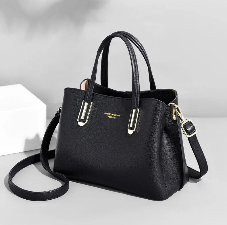 creamtopmall Cute Khaki Solid Color Minimalist Simple Luxury Vegan Leather Large Capacity Handheld Handbag for Women, Shoulder Bag, Crossbody Bag