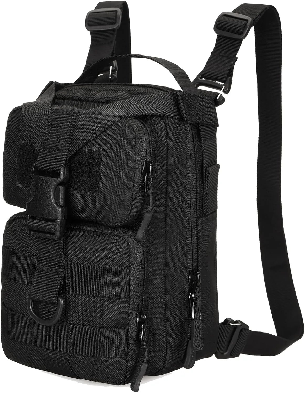 CREATOR 3 in 1 Small Military Tactical Backpack Army Assault Rucksack Crossbody Shoulder Bag for Men (Black)