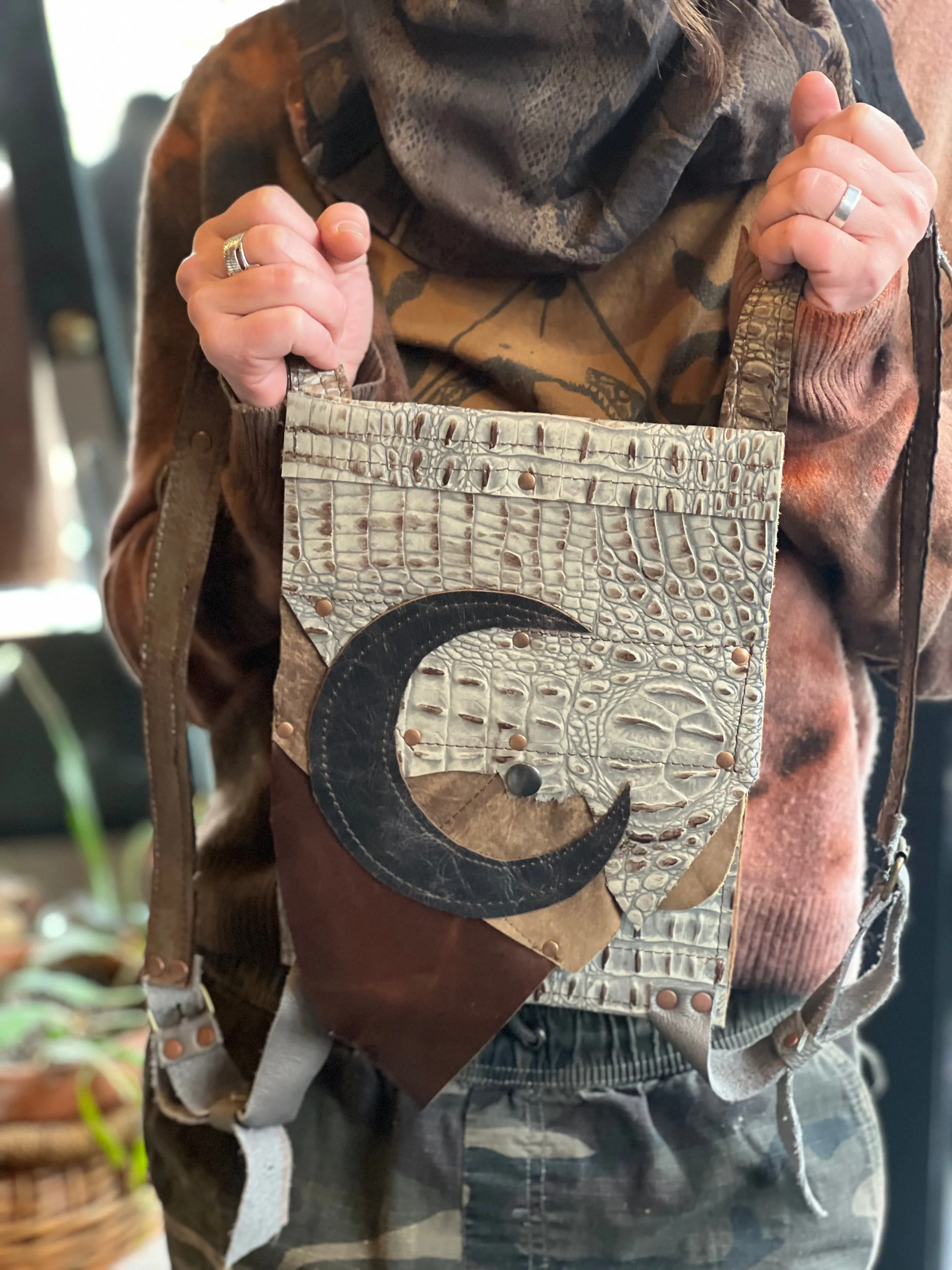 Crescent Gator Leather Backpack