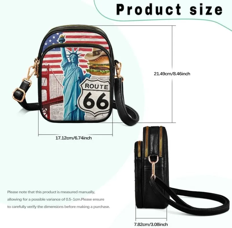 Crossbody Bag for Women Folk Skulls Travel PU Leather Shoulder Bag, Cats Dogs Pattern Small Cell Phone Purse Pouch