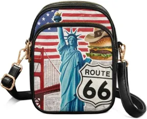 Crossbody Bag for Women Folk Skulls Travel PU Leather Shoulder Bag, Cats Dogs Pattern Small Cell Phone Purse Pouch