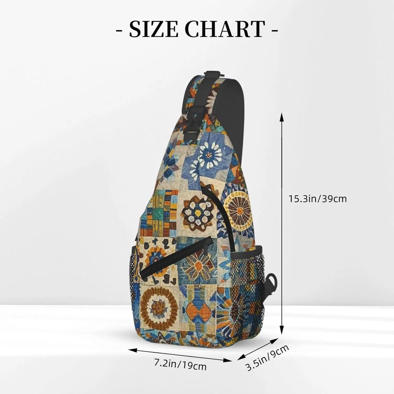 Crossbody Bag for Women Men African Textile Patchwork Chest Bag Crossbody Sling Bag Adjustable Shoulder Bag