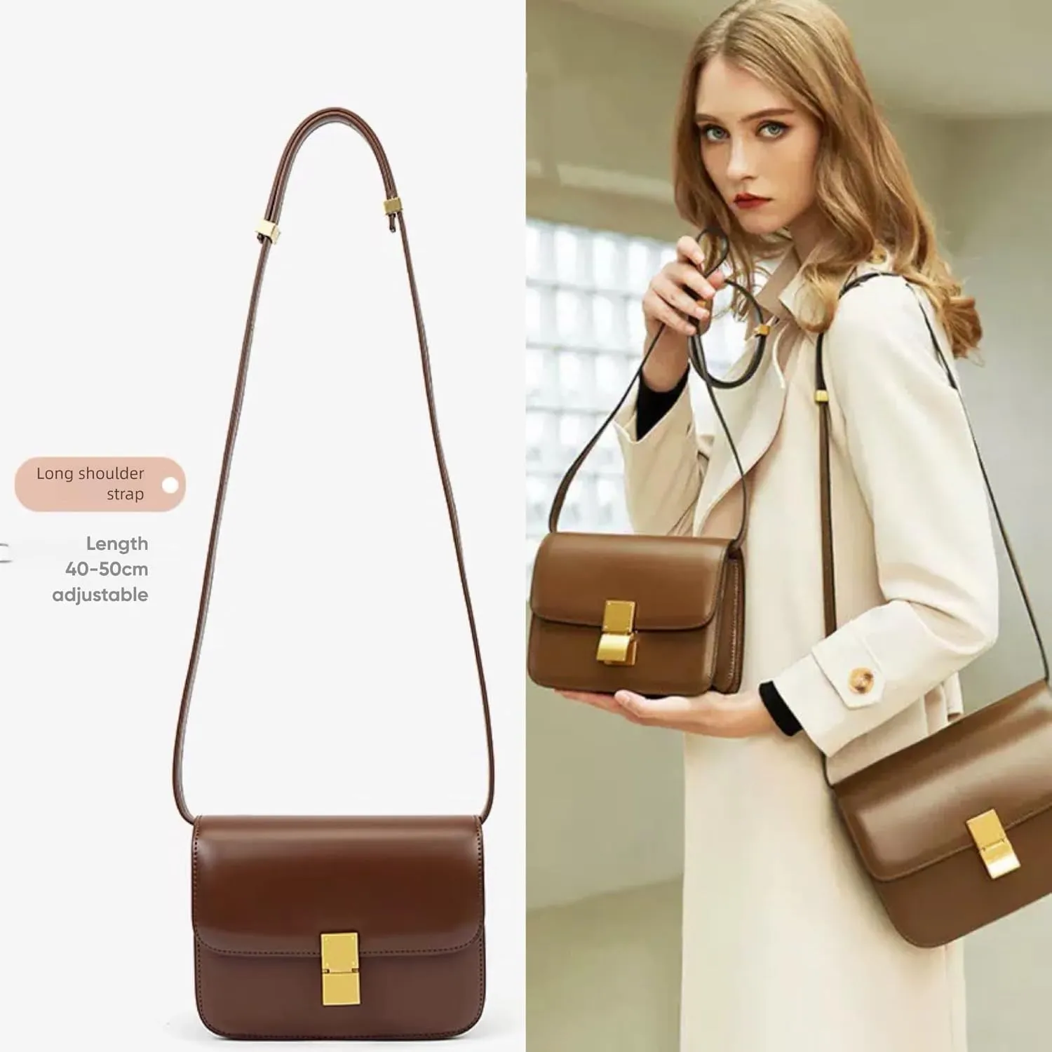 Crossbody bag, leather leather tofu bag, stylish small square, shoulder bag, skin flap crossbody handbag