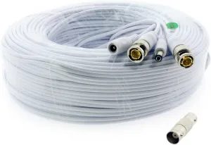 Crystal Vision Premium 1080P HD BNC CCTV Surveillance Security Camera Combo Cable Premade Siamese W/Coupler for Samsung, Lorex, Swann, Q-See, Defender, Amcrest, Zosi, Kguard, etc, 150'
