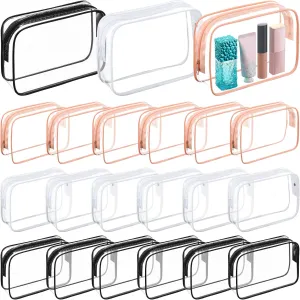 Cunno 60 Pcs Clear Toiletry Bag TSA Approved Cosmetic Bag Bulk Makeup Bag Travel Carry Airport Airline Compliant Bag for Women Men Summer Vacation Salon Mother Gift(Classic Color)
