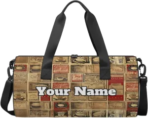 Custom Gym Bag for Women Men with Name, Personalized Vintage Coffee Duffel Bag for Sports, Waterproof Dance Bag, Lightweight Carryon Gym Bag, Vintage Drinks