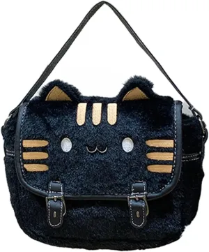 Cute Cat Handbag Cat Plush Novelty Tote Creativity 3D Cat Shoulder Bag CrossBody Bag
