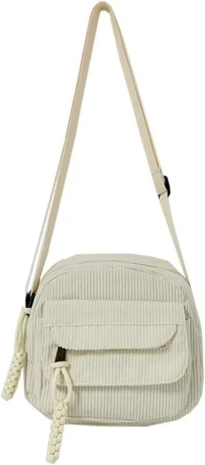 Cute Crossbody Bag Purse for Women, Corduroy Kawaii Shoulder Bag Aesthetic Small Wallet Bag