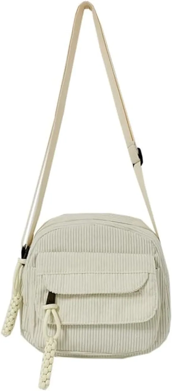 Cute Crossbody Bag Purse for Women, Corduroy Kawaii Shoulder Bag Aesthetic Small Wallet Bag