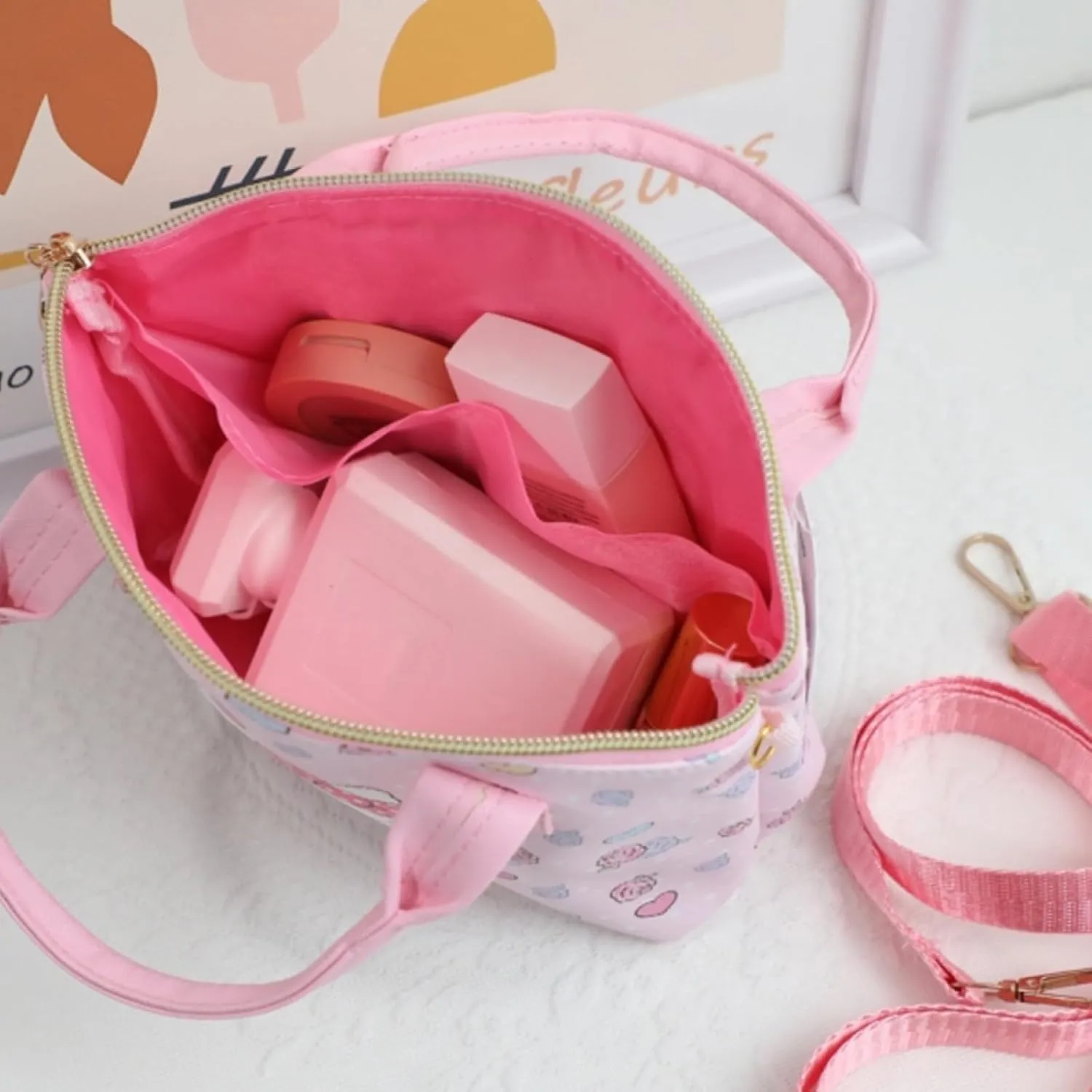 Cute Mini Purse Crossbody, Soft PU Leather Messenger Shoulder Bag Cartoon Handbag, 2Pcs