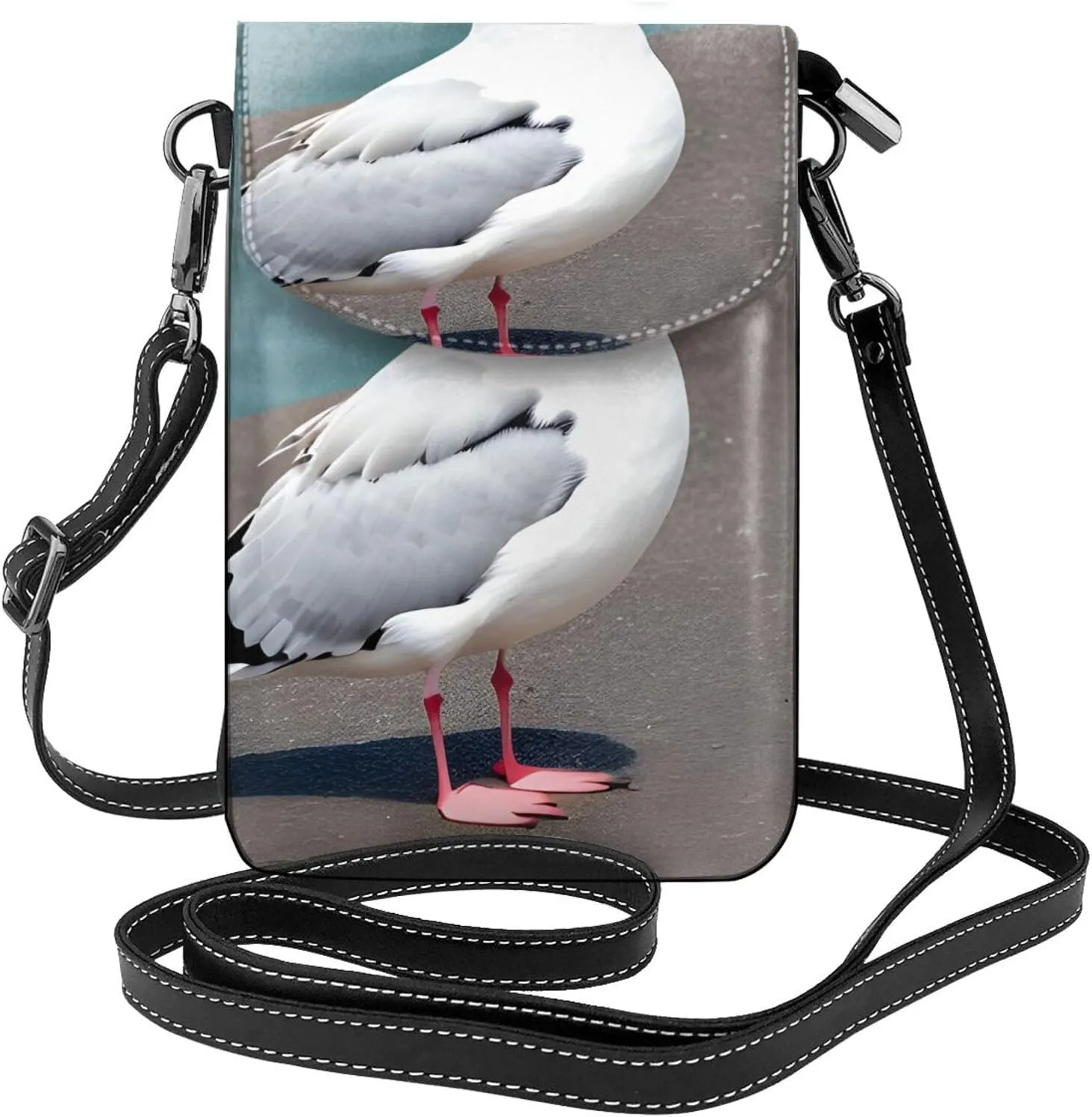 Cute Seagull Crossbody Bag, Leather Crossbody Flap Mobile Phone Bag.# Fashion Tassel Wallet Designed For Women.