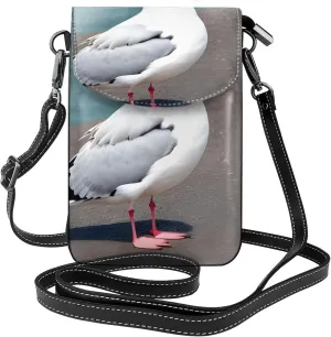 Cute Seagull Crossbody Bag, Leather Crossbody Flap Mobile Phone Bag.# Fashion Tassel Wallet Designed For Women.