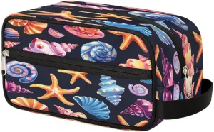 Cute Shell Conch Travel Toiletry Bag Wash Bag Portable Cosmetic Bag Toiletries Accessories Cosmetic Storage Bag Shower Shaving Bag Unisex Conch Starfish Shells
